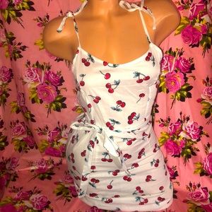 White cherry pinup dress rockabilly mini sundress